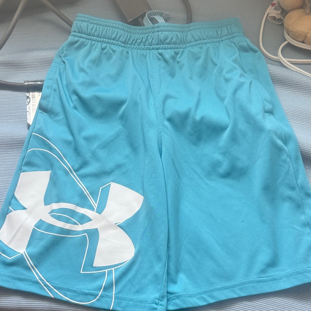 Under Armour Teal Shorts with White Logo